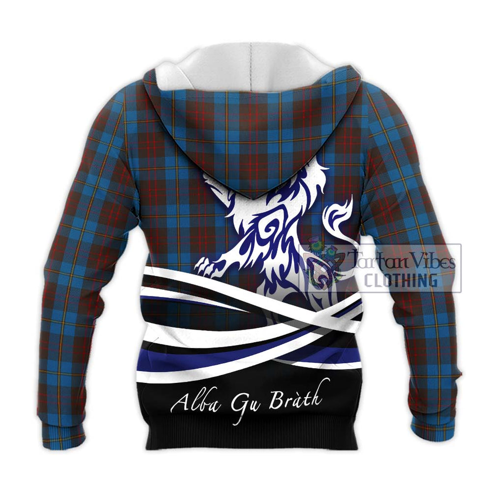 Cameron Hunting Tartan Knitted Hoodie with Alba Gu Brath Regal Lion Emblem - Tartanvibesclothing Shop