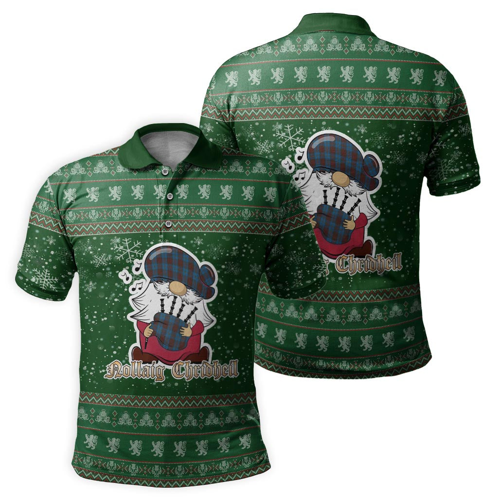 Cameron Hunting Clan Christmas Family Polo Shirt with Funny Gnome Playing Bagpipes - Tartanvibesclothing