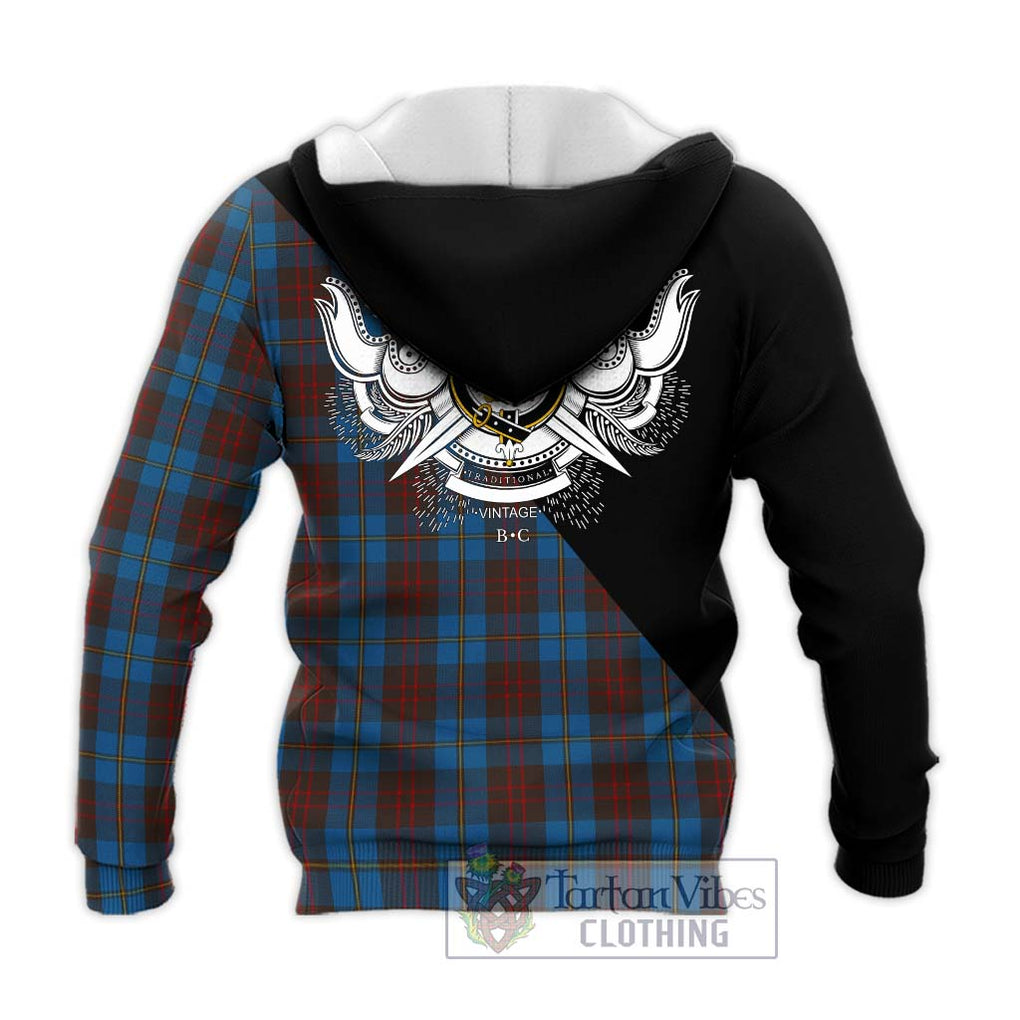 Cameron Hunting Tartan Knitted Hoodie with Family Crest and Military Logo Style - Tartanvibesclothing Shop