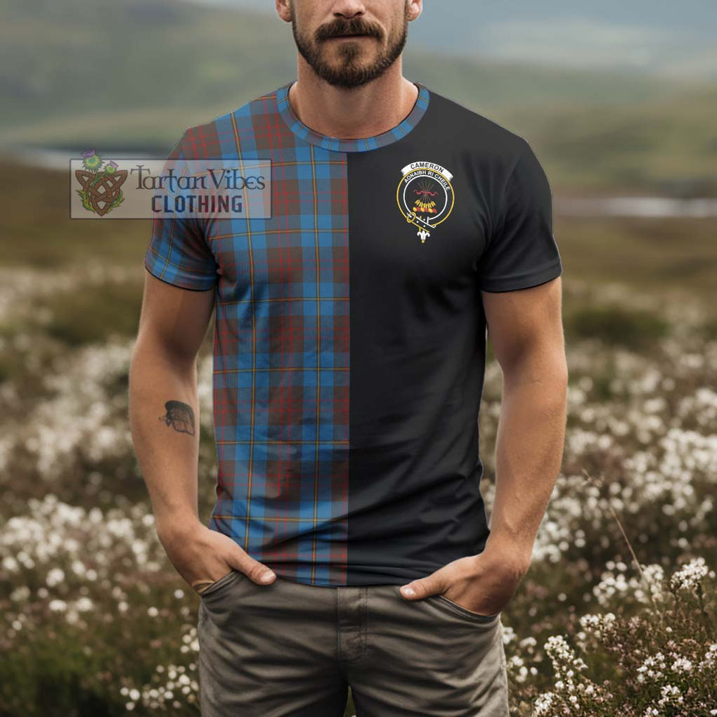 Cameron Hunting Tartan T-Shirt with Family Crest and Half Of Me Style - Tartanvibesclothing Shop