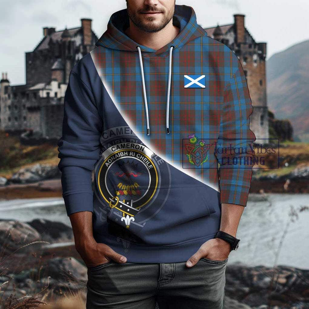 Cameron Hunting Tartan Hoodie with Personalised National Flag and Family Crest Half Style - Tartanvibesclothing Shop