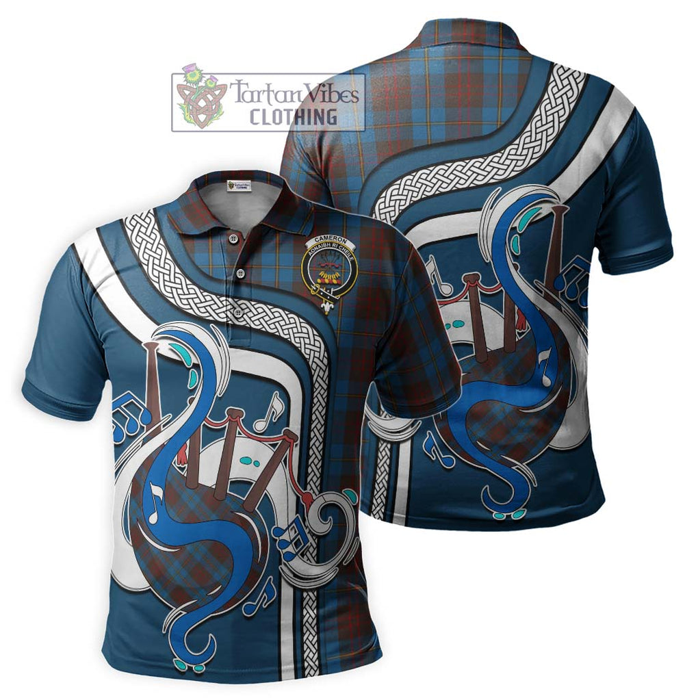 Tartan Vibes Clothing Cameron Hunting Tartan Polo Shirt with Epic Bagpipe Style