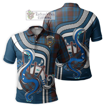 Cameron Hunting Tartan Polo Shirt with Epic Bagpipe Style