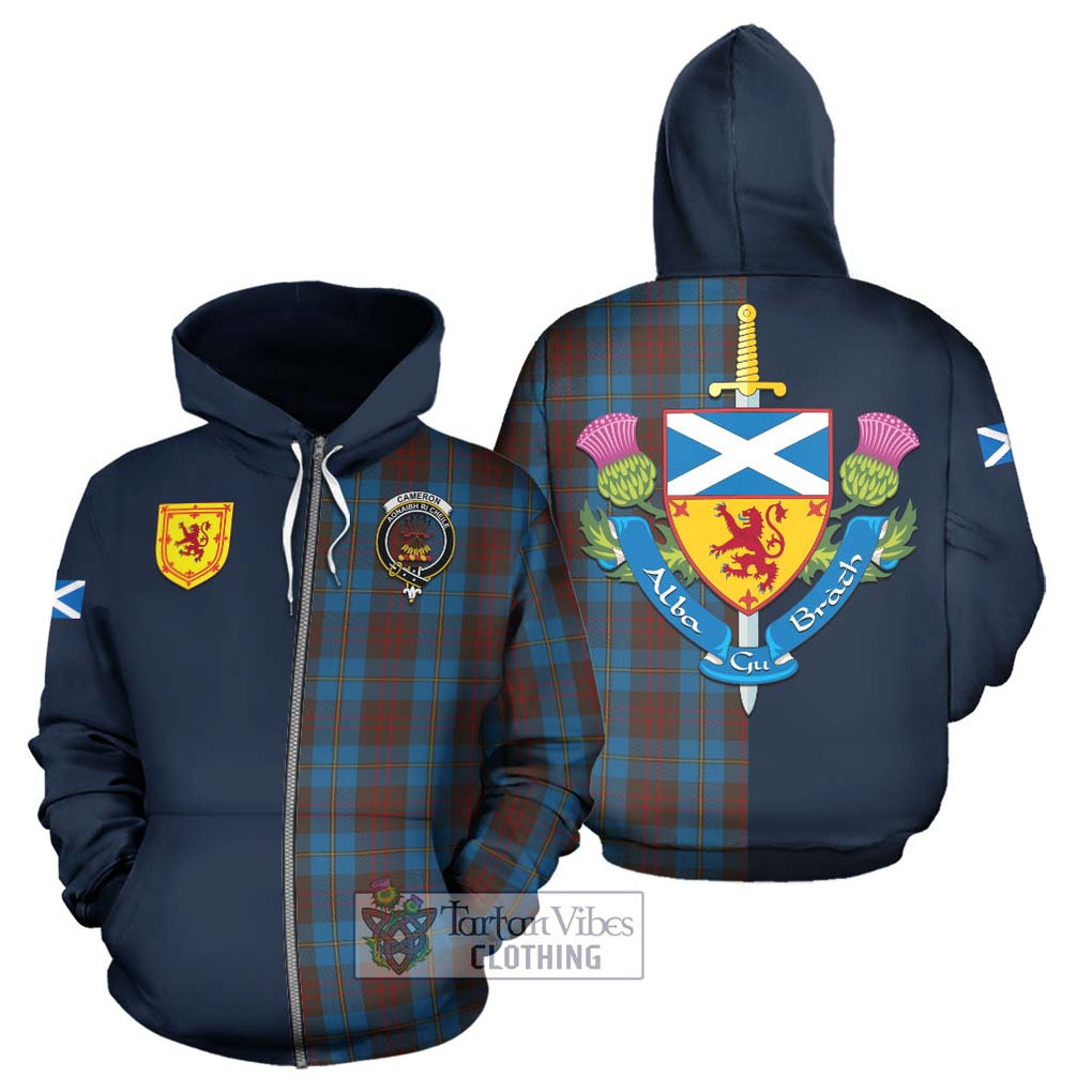 Tartan Vibes Clothing Cameron Hunting Tartan Hoodie with Scottish Lion Royal Arm Half Style