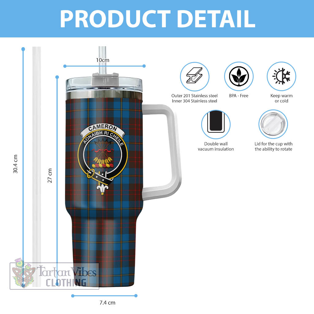 Tartan Vibes Clothing Cameron Hunting Tartan and Family Crest Tumbler with Handle