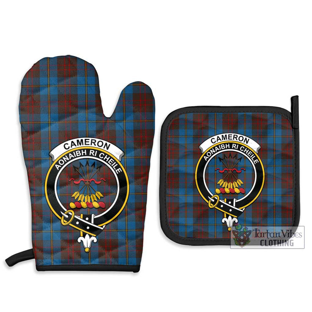 Cameron Hunting Tartan Combo Oven Mitt & Pot-Holder with Family Crest Combo 1 Oven Mitt & 2 Pot-Holder Black - Tartan Vibes Clothing