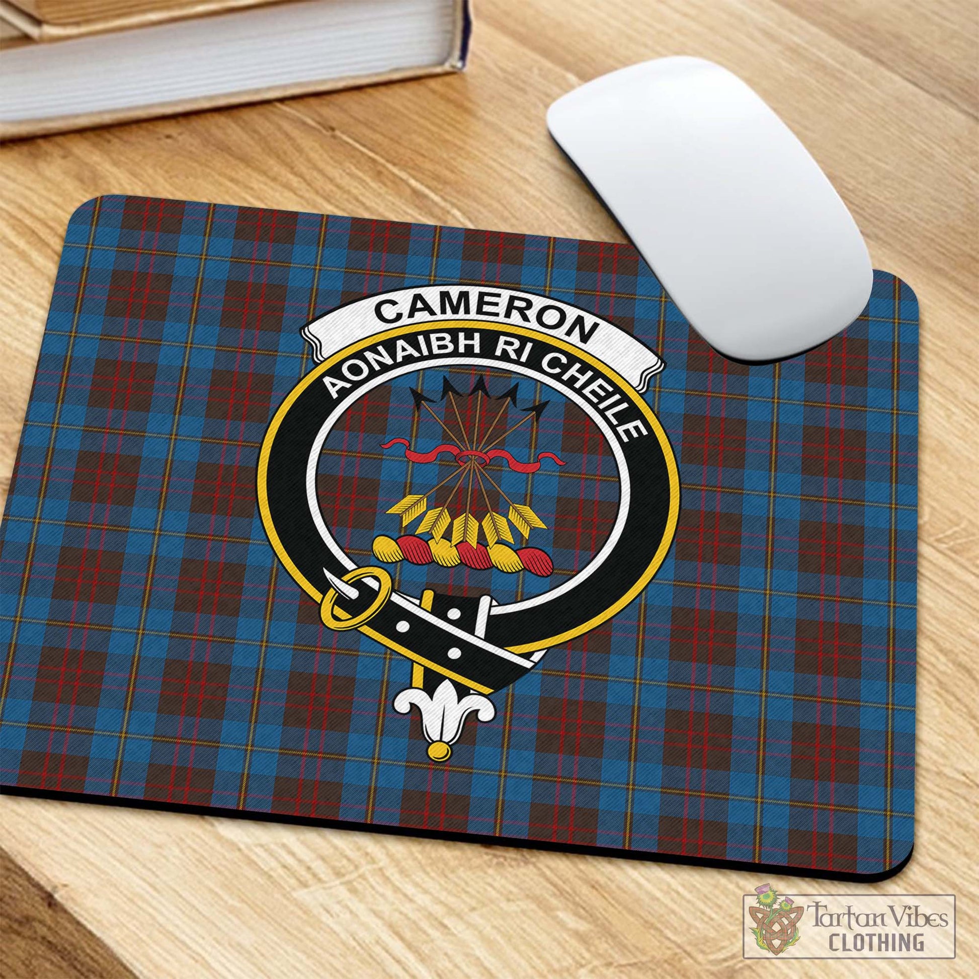 Tartan Vibes Clothing Cameron Hunting Tartan Mouse Pad with Family Crest