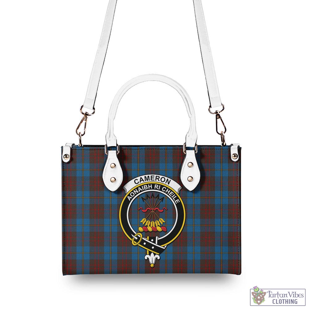 Tartan Vibes Clothing Cameron Hunting Tartan Luxury Leather Handbags with Family Crest