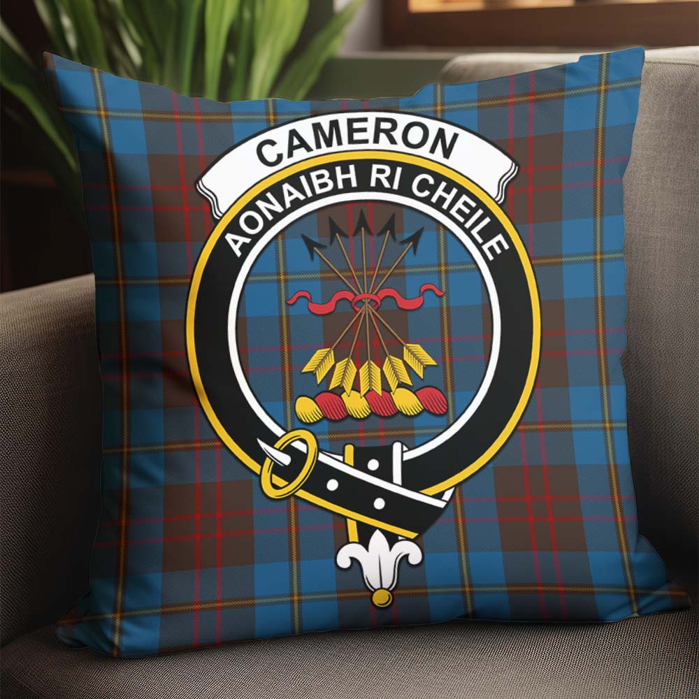 Cameron Hunting Tartan Pillow Cover with Family Crest - Tartanvibesclothing