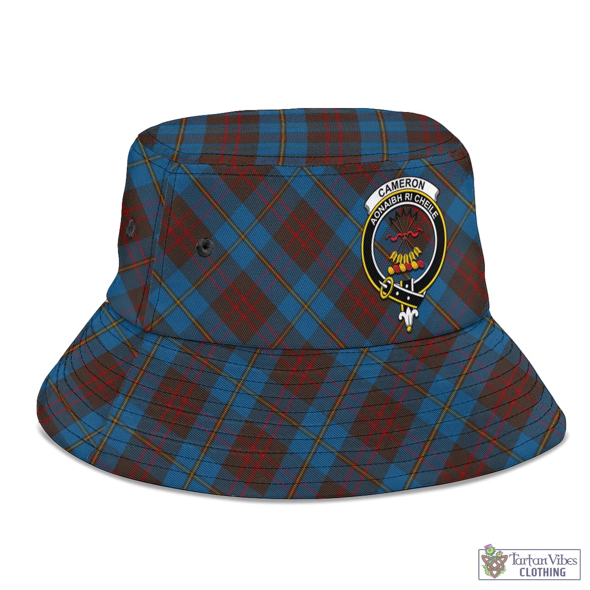 Tartan Vibes Clothing Cameron Hunting Tartan Bucket Hat with Family Crest