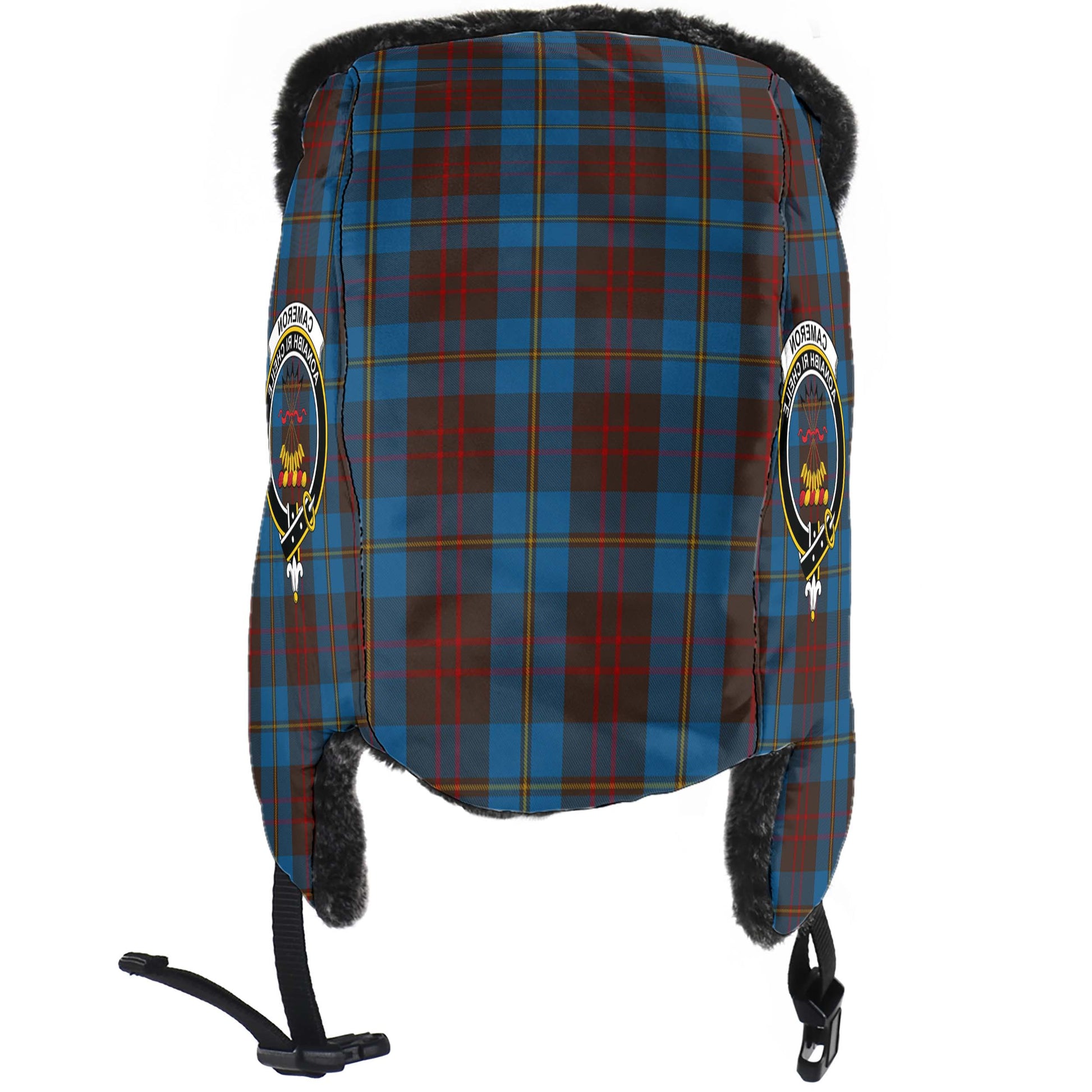 Cameron Hunting Tartan Winter Trapper Hat with Family Crest - Tartanvibesclothing