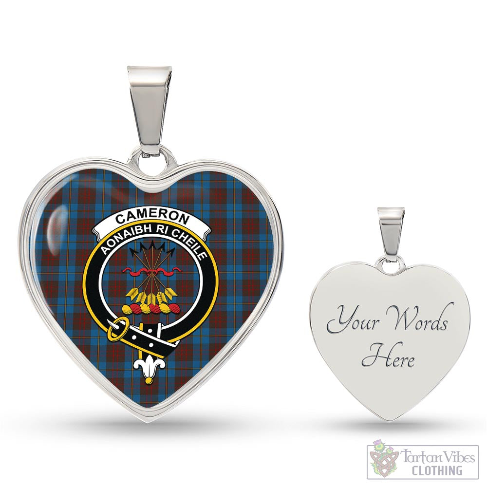 Tartan Vibes Clothing Cameron Hunting Tartan Heart Necklace with Family Crest