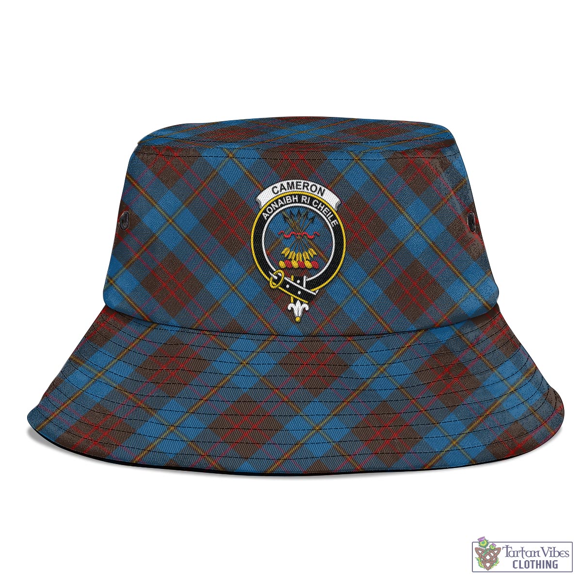 Tartan Vibes Clothing Cameron Hunting Tartan Bucket Hat with Family Crest