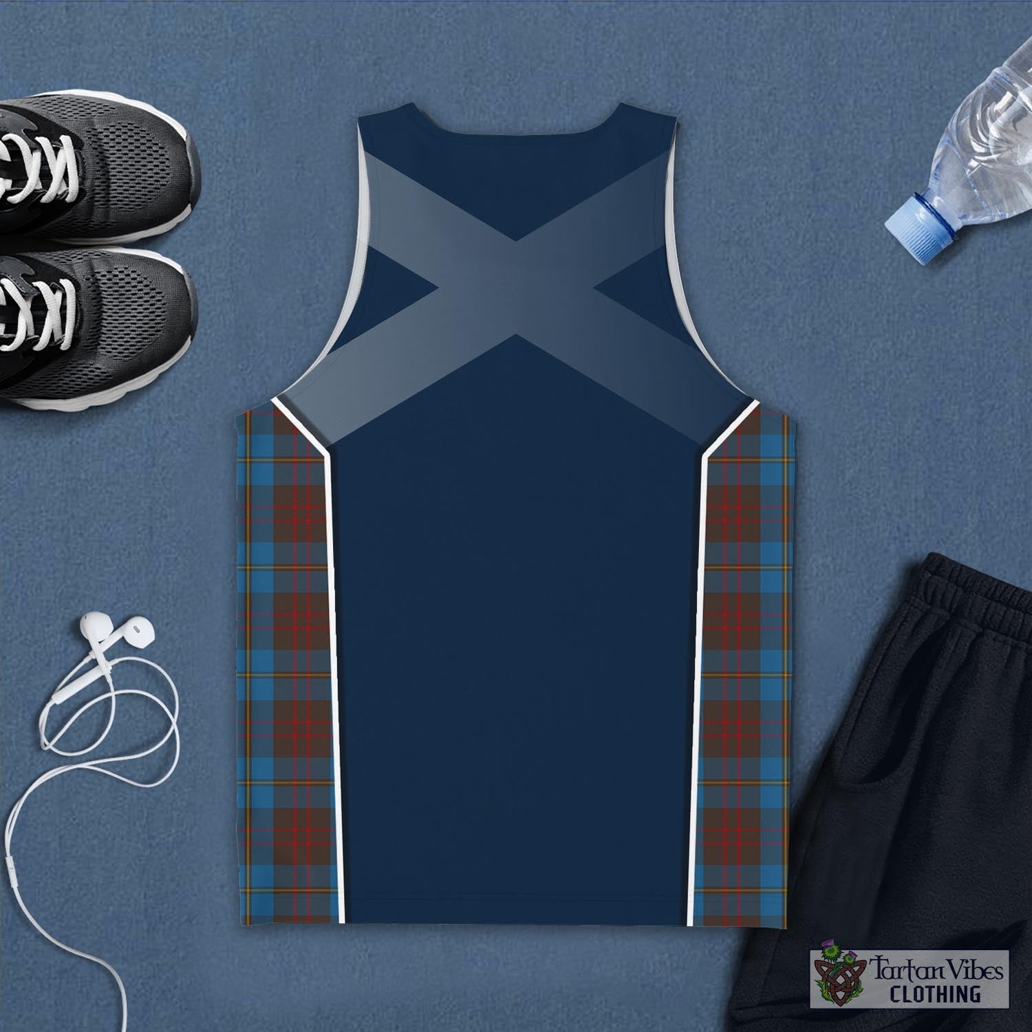 Tartan Vibes Clothing Cameron Hunting Tartan Men's Tanks Top with Family Crest and Scottish Thistle Vibes Sport Style