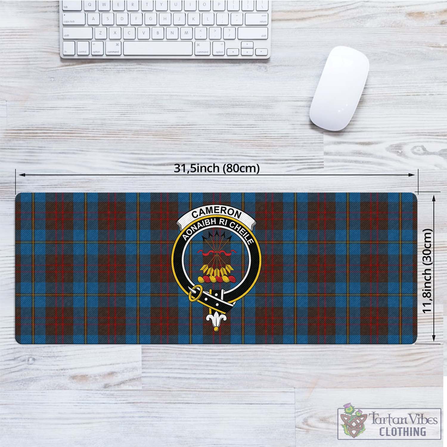 Tartan Vibes Clothing Cameron Hunting Tartan Mouse Pad with Family Crest