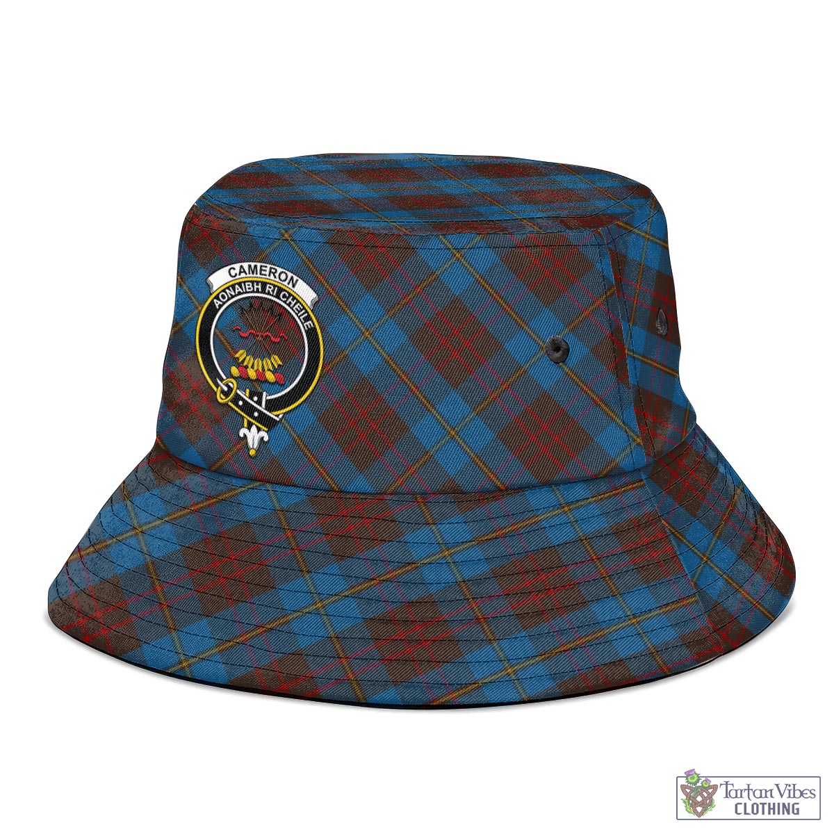 Tartan Vibes Clothing Cameron Hunting Tartan Bucket Hat with Family Crest