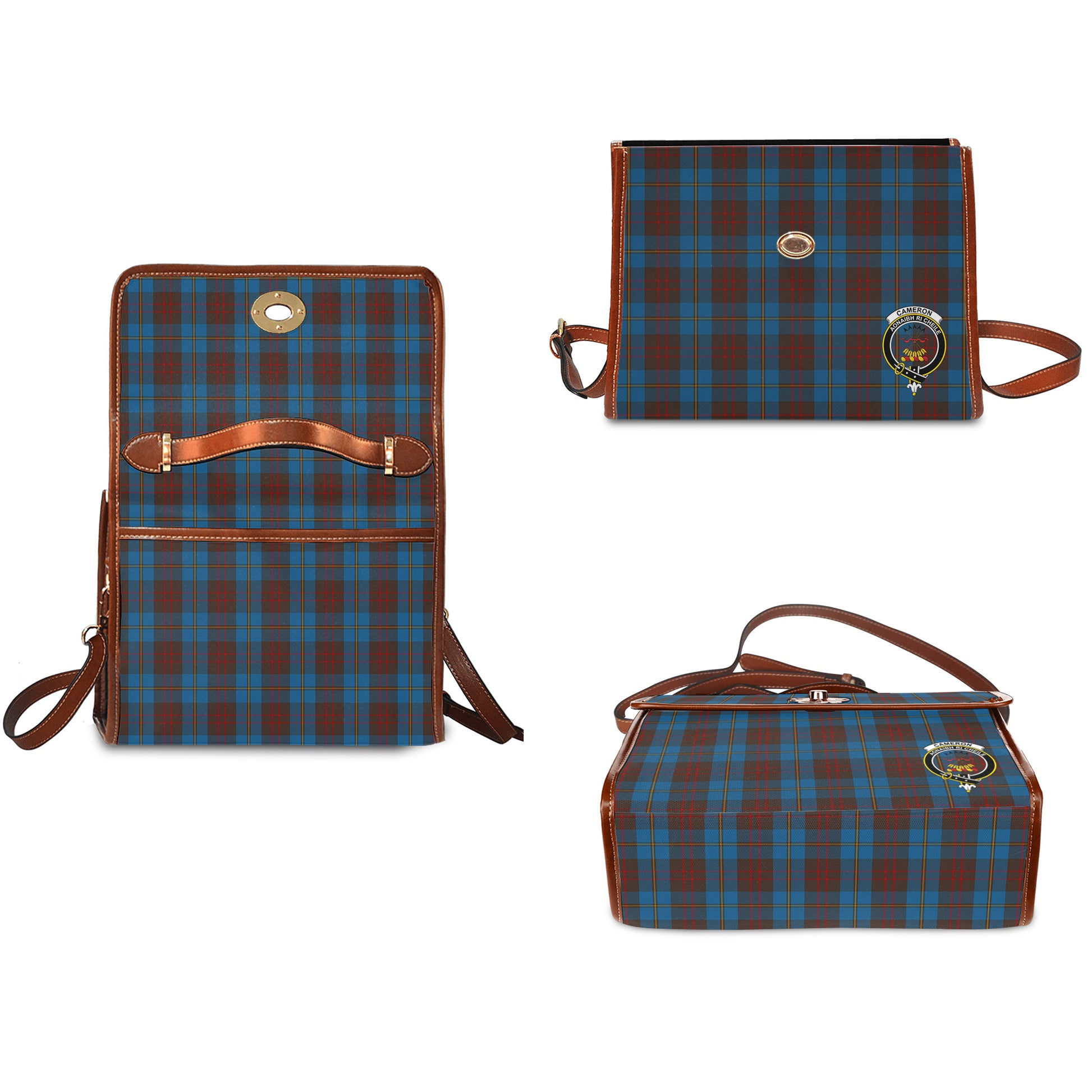 cameron-hunting-tartan-leather-strap-waterproof-canvas-bag-with-family-crest