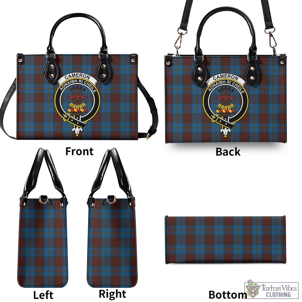 Tartan Vibes Clothing Cameron Hunting Tartan Luxury Leather Handbags with Family Crest