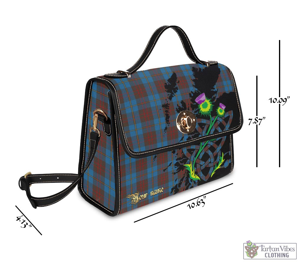 Tartan Vibes Clothing Cameron Hunting Tartan Waterproof Canvas Bag with Scotland Map and Thistle Celtic Accents