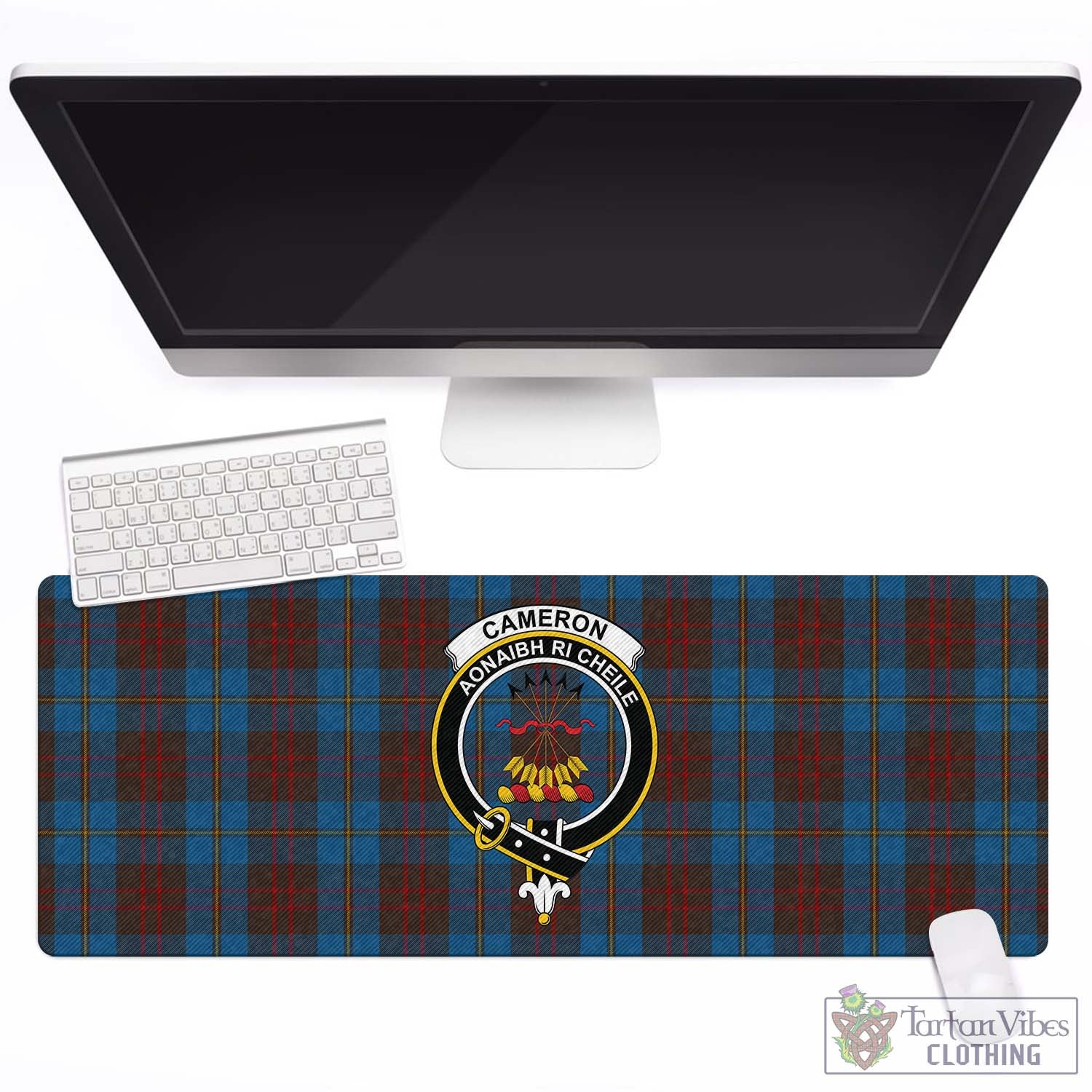 Tartan Vibes Clothing Cameron Hunting Tartan Mouse Pad with Family Crest