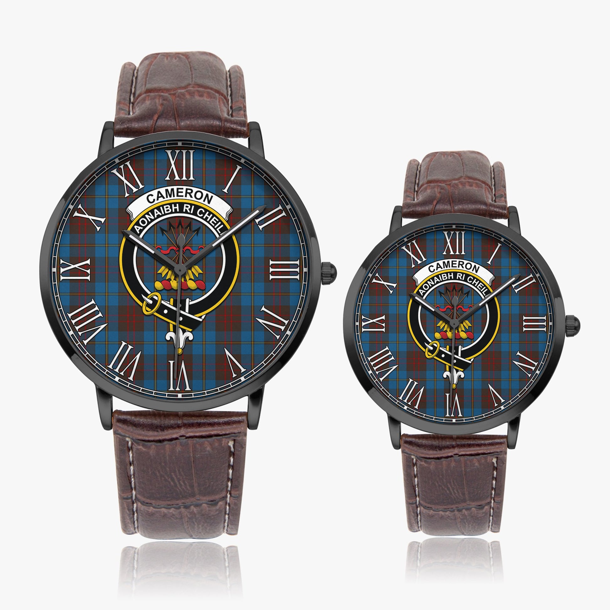 Cameron Hunting Tartan Family Crest Leather Strap Quartz Watch - Tartanvibesclothing