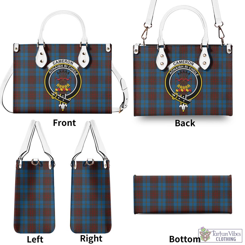 Tartan Vibes Clothing Cameron Hunting Tartan Luxury Leather Handbags with Family Crest