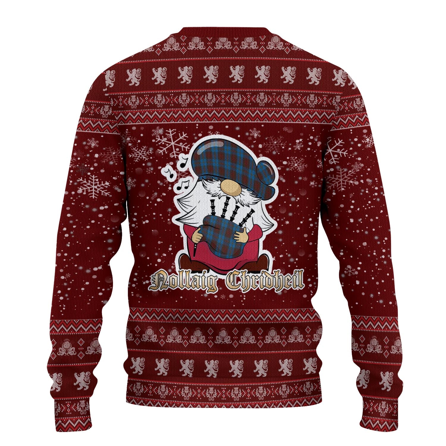 Cameron Hunting Clan Christmas Family Knitted Sweater with Funny Gnome Playing Bagpipes - Tartanvibesclothing