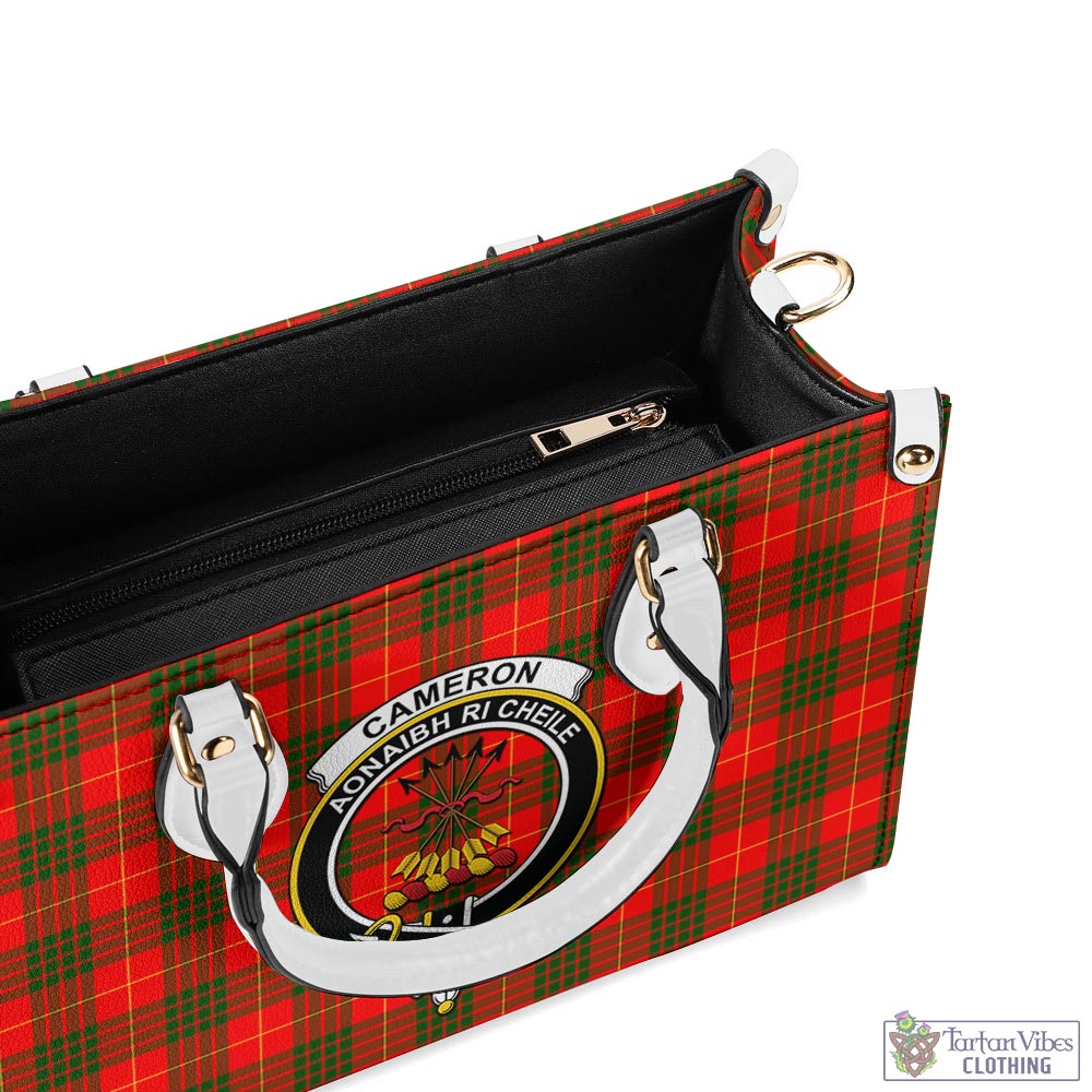 Tartan Vibes Clothing Cameron Modern Tartan Luxury Leather Handbags with Family Crest