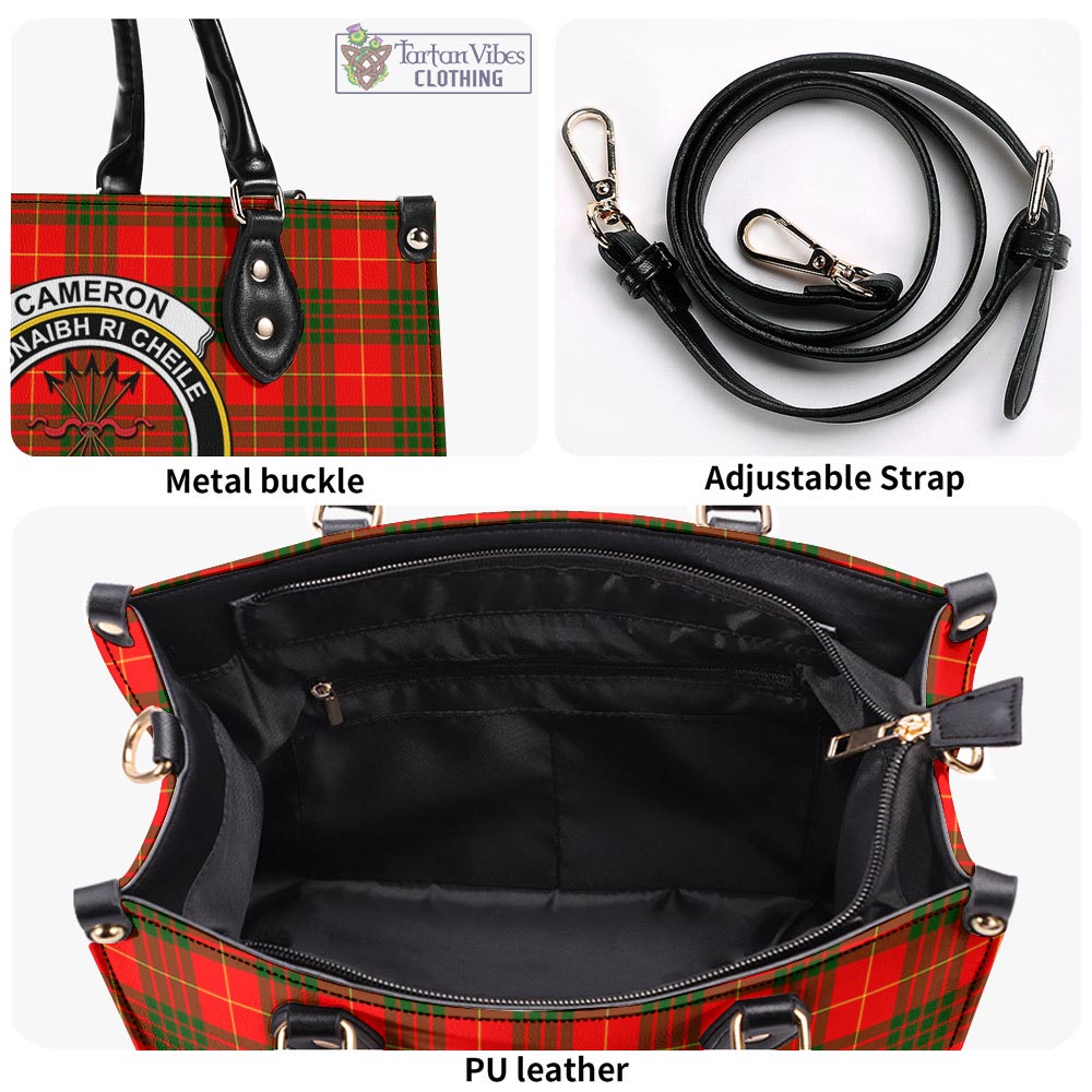 Tartan Vibes Clothing Cameron Modern Tartan Luxury Leather Handbags with Family Crest