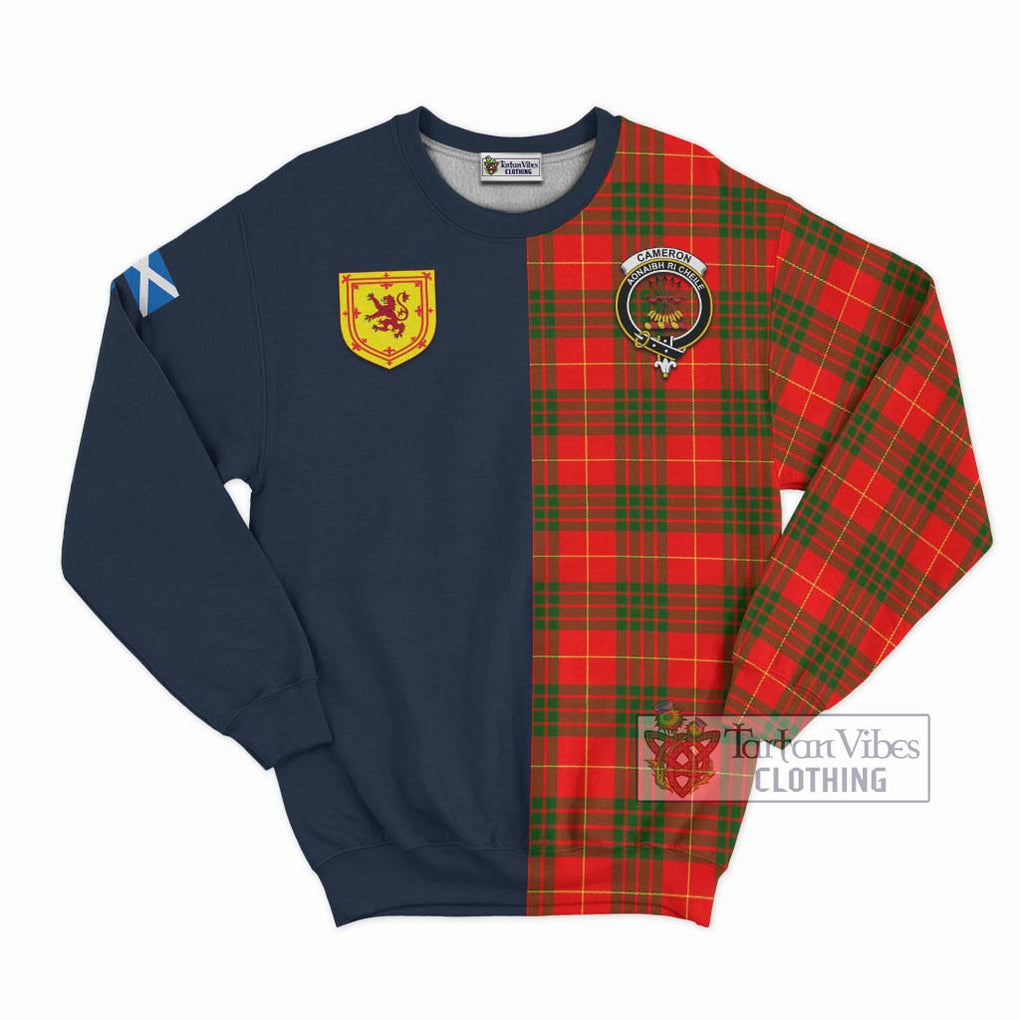 Tartan Vibes Clothing Cameron Modern Tartan Sweatshirt with Scottish Lion Royal Arm Half Style