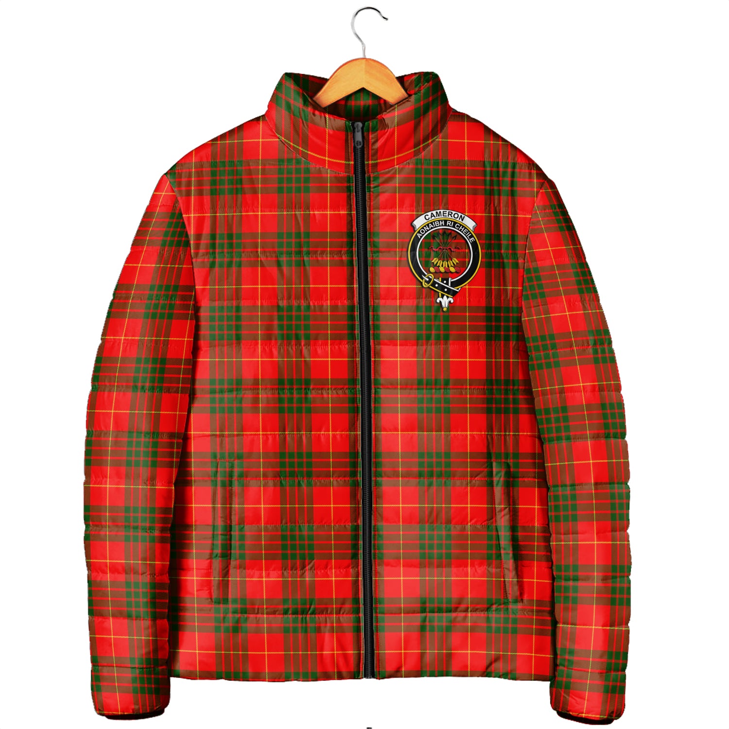 Cameron Modern Tartan Padded Jacket with Family Crest Men's Padded Jacket - Tartan Vibes Clothing