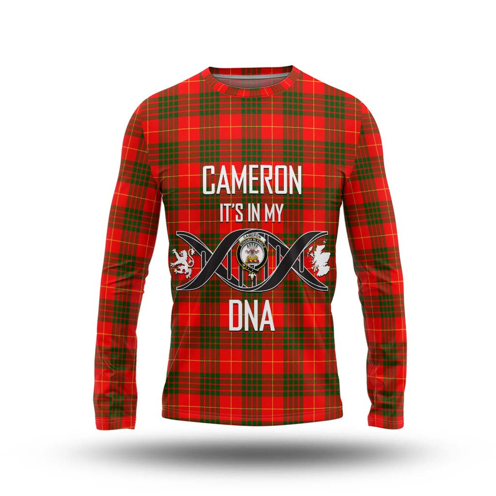 Cameron Modern Tartan Long Sleeve T-Shirt with Family Crest DNA In Me Style Unisex - Tartanvibesclothing Shop