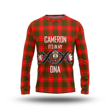 Cameron Modern Tartan Long Sleeve T-Shirt with Family Crest DNA In Me Style