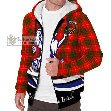 Cameron Modern Tartan Sherpa Hoodie with Alba Gu Brath Regal Lion Emblem