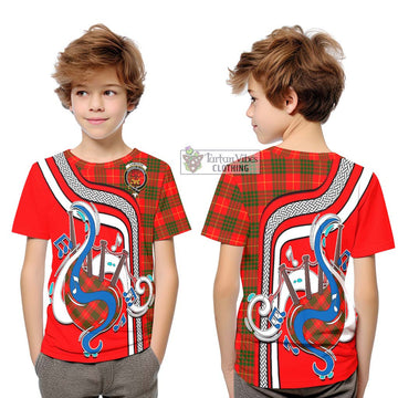 Cameron Modern Tartan Kid T-Shirt with Epic Bagpipe Style