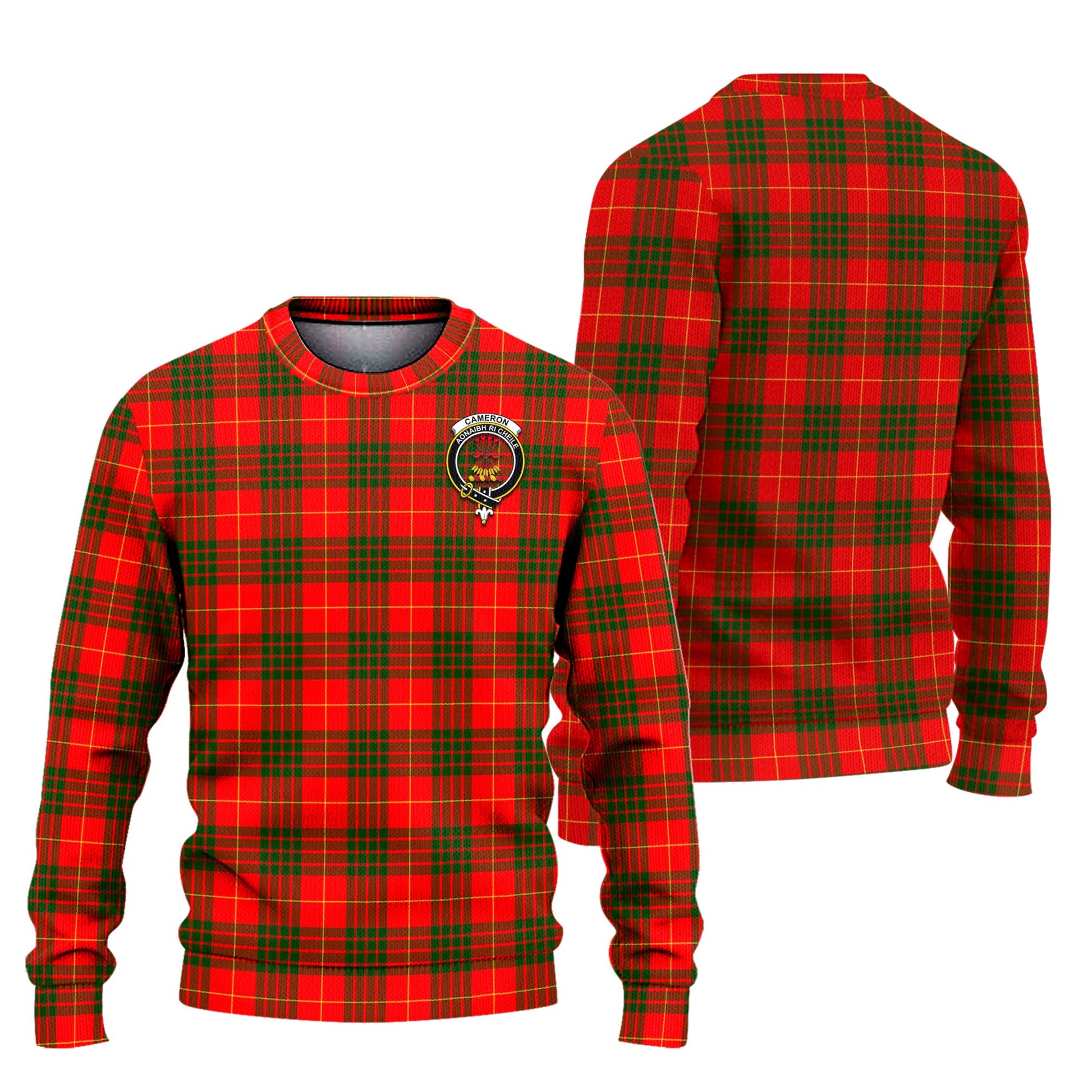 Cameron Modern Tartan Knitted Sweater with Family Crest Unisex - Tartanvibesclothing