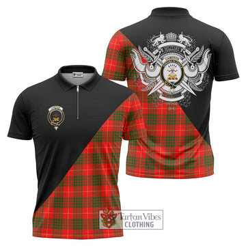 Cameron Modern Tartan Zipper Polo Shirt with Family Crest and Military Logo Style