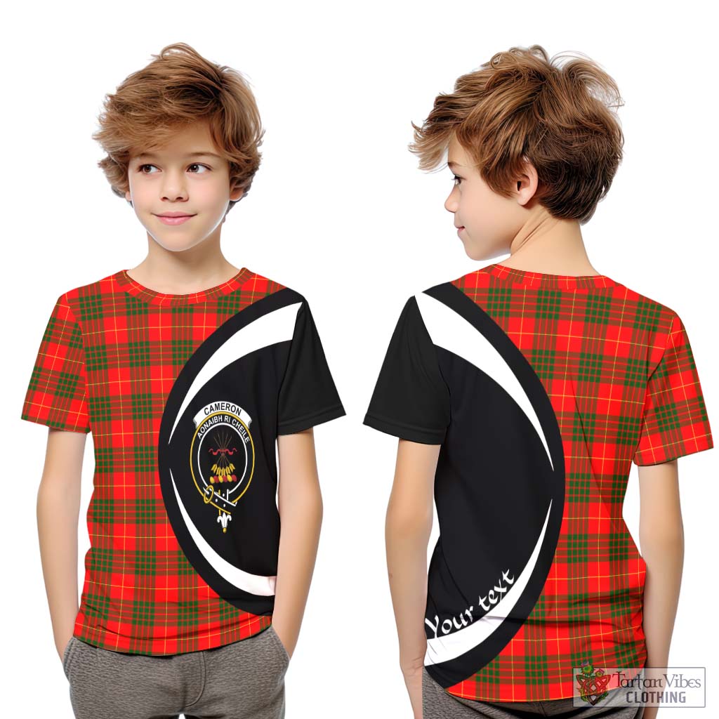 Cameron Modern Tartan Kid T-Shirt with Family Crest Circle Style Youth XL Size14 - Tartan Vibes Clothing