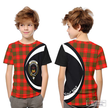 Cameron Modern Tartan Kid T-Shirt with Family Crest Circle Style