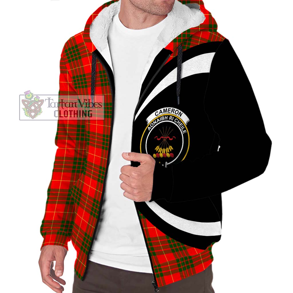 Cameron Modern Tartan Sherpa Hoodie with Family Crest Circle Style Unisex S - Tartan Vibes Clothing