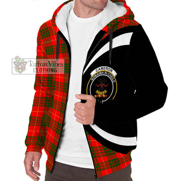 Cameron Modern Tartan Sherpa Hoodie with Family Crest Circle Style