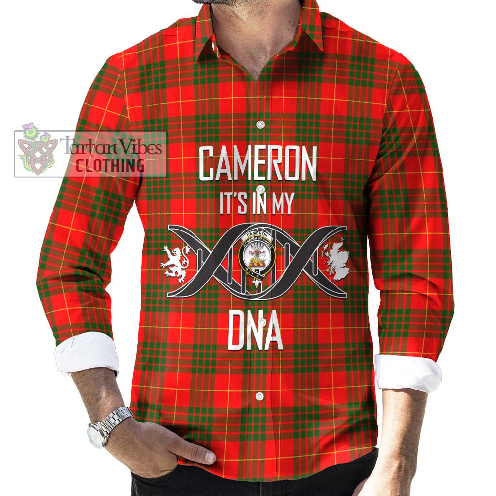 Cameron Modern Tartan Long Sleeve Button Shirt with Family Crest DNA In Me Style Men's Shirt S - Tartanvibesclothing Shop