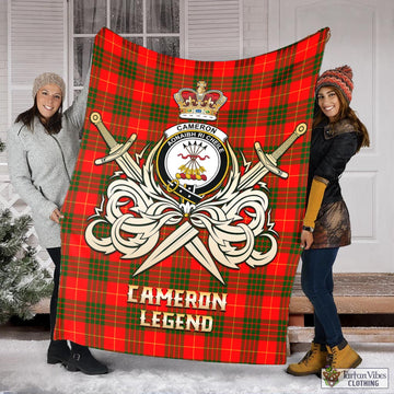 Cameron Modern Tartan Blanket with Clan Crest and the Golden Sword of Courageous Legacy