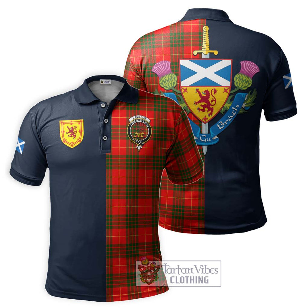 Tartan Vibes Clothing Cameron Modern Tartan Polo Shirt with Scottish Lion Royal Arm Half Style