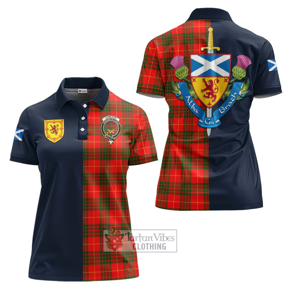 Tartan Vibes Clothing Cameron Modern Tartan Women's Polo Shirt with Scottish Lion Royal Arm Half Style