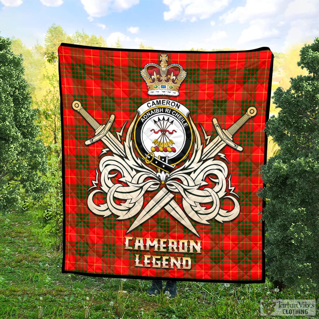 Tartan Vibes Clothing Cameron Modern Tartan Quilt with Clan Crest and the Golden Sword of Courageous Legacy