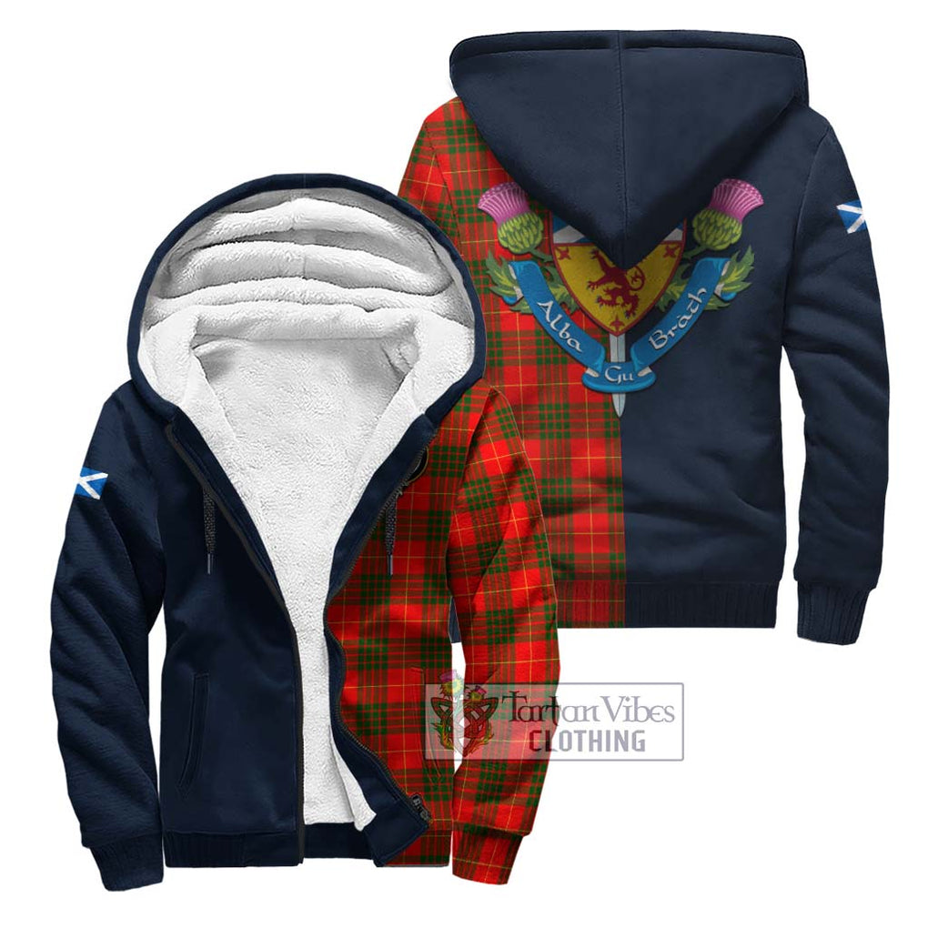 Tartan Vibes Clothing Cameron Modern Tartan Sherpa Hoodie with Scottish Lion Royal Arm Half Style