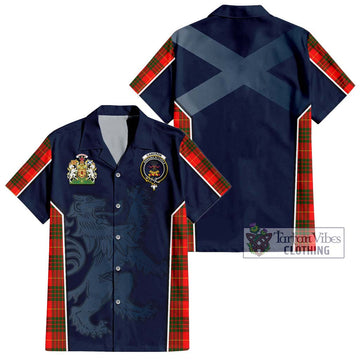 Cameron Modern Tartan Short Sleeve Button Shirt with Family Crest and Lion Rampant Vibes Sport Style