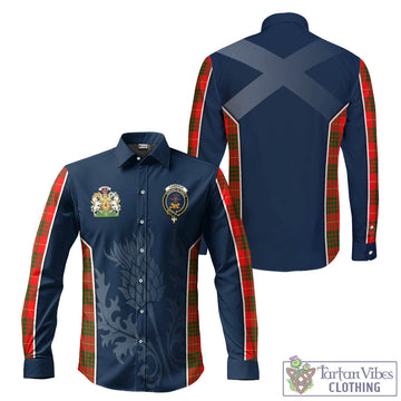 Cameron Modern Tartan Long Sleeve Button Up Shirt with Family Crest and Scottish Thistle Vibes Sport Style