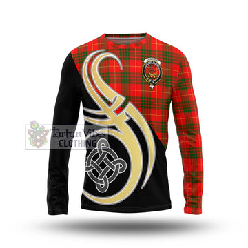 Cameron Modern Tartan Long Sleeve T-Shirt with Family Crest and Celtic Symbol Style